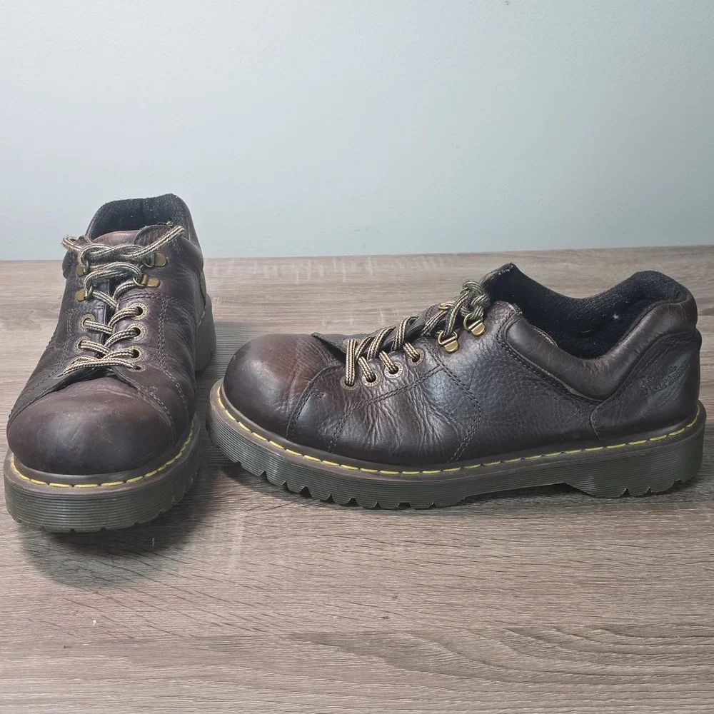 Y2K Dr. Martens Brown Leather Oxford Shoes Mens 11 Low Top Lug Sole Vintage
